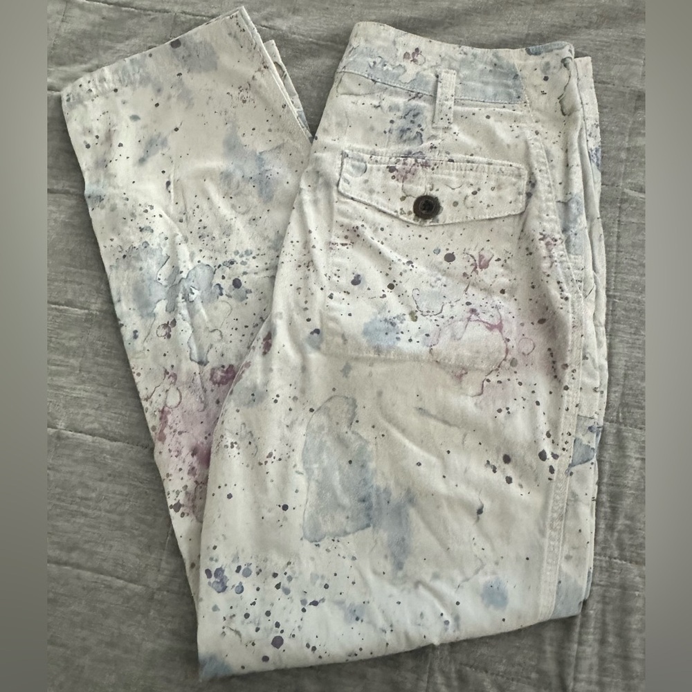 Anthropologie Painted White Straight Leg Jeans
